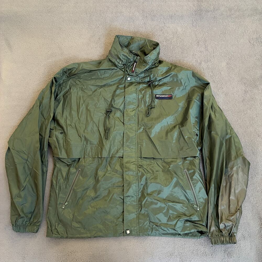 Speedo Sport Systems Olive Green Lightweight Nylon Windbreaker Jacket Men's Sz L